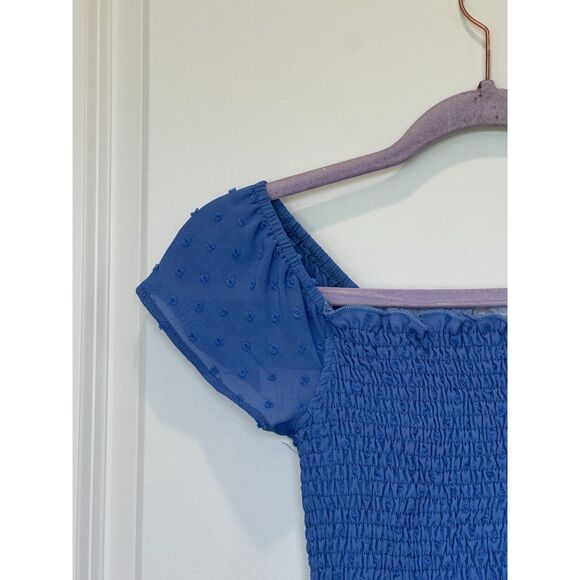 NWT Tru Luv Blue Smocked Cropped Top Size 10 - Picture 3 of 8